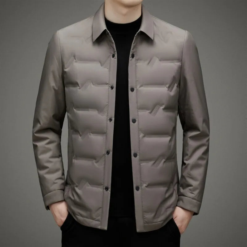 Man Light Weight Down Coats Casual Slim Fit Warm Winter Business Dress Shirts No Hoodies Jackets Simple Fashion Outwear Clothing