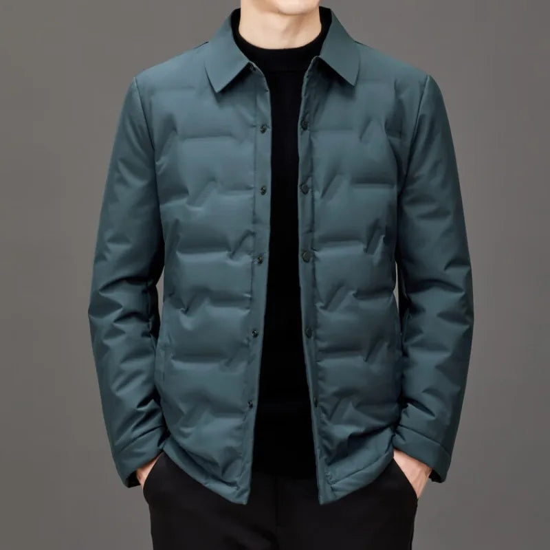 Man Light Weight Down Coats Casual Slim Fit Warm Winter Business Dress Shirts No Hoodies Jackets Simple Fashion Outwear Clothing