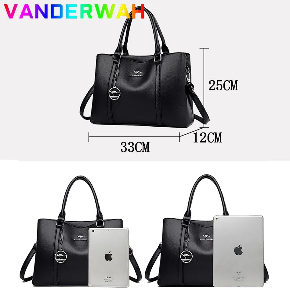 Women's Crossbody Bag Soft Leather Handbag for Women Quality Shoulder Bag Luxury Ladies Large Capacity Casual Tote Sac A Main