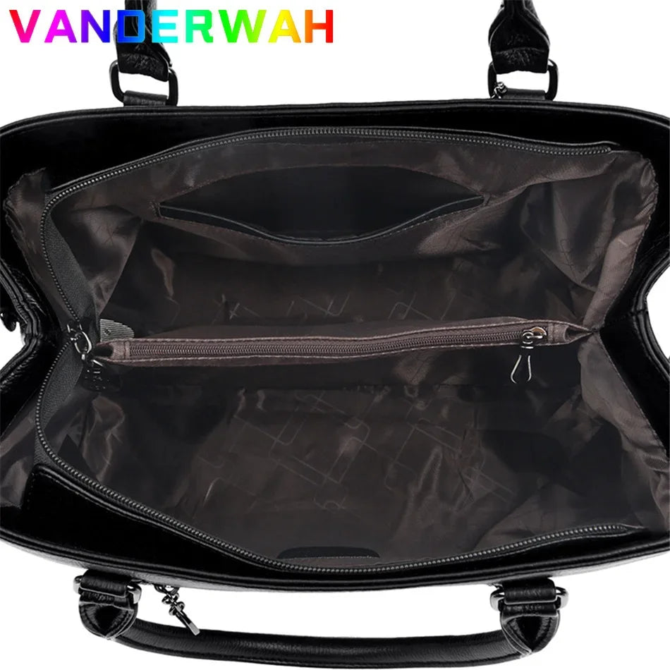 Women's Crossbody Bag Soft Leather Handbag for Women Quality Shoulder Bag Luxury Ladies Large Capacity Casual Tote Sac A Main