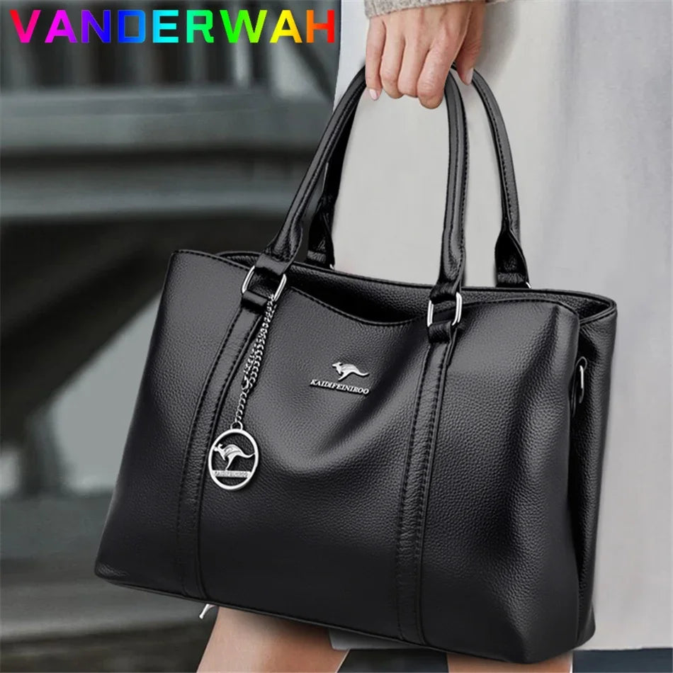 Women's Crossbody Bag Soft Leather Handbag for Women Quality Shoulder Bag Luxury Ladies Large Capacity Casual Tote Sac A Main