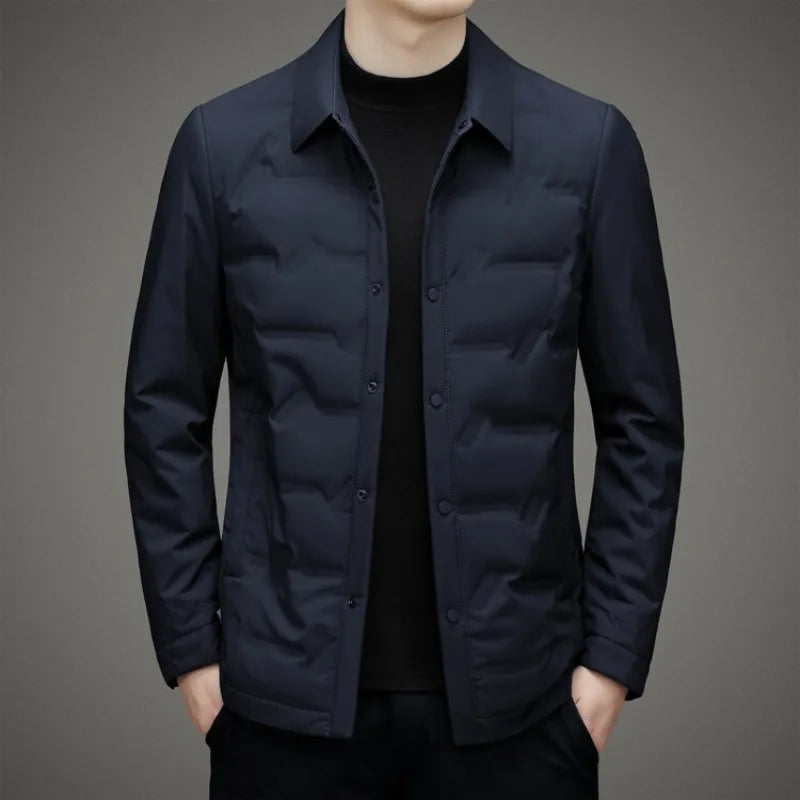 Man Light Weight Down Coats Casual Slim Fit Warm Winter Business Dress Shirts No Hoodies Jackets Simple Fashion Outwear Clothing