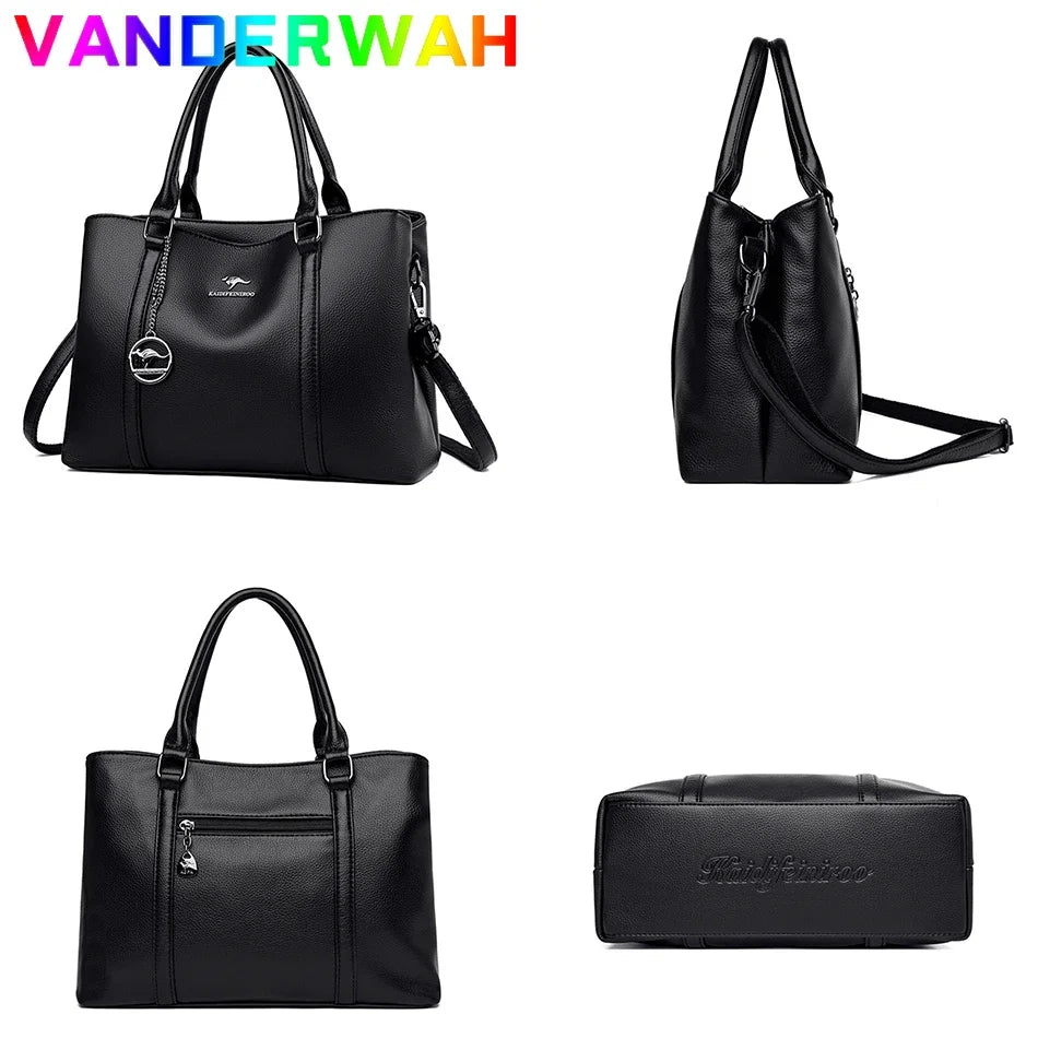 Women's Crossbody Bag Soft Leather Handbag for Women Quality Shoulder Bag Luxury Ladies Large Capacity Casual Tote Sac A Main