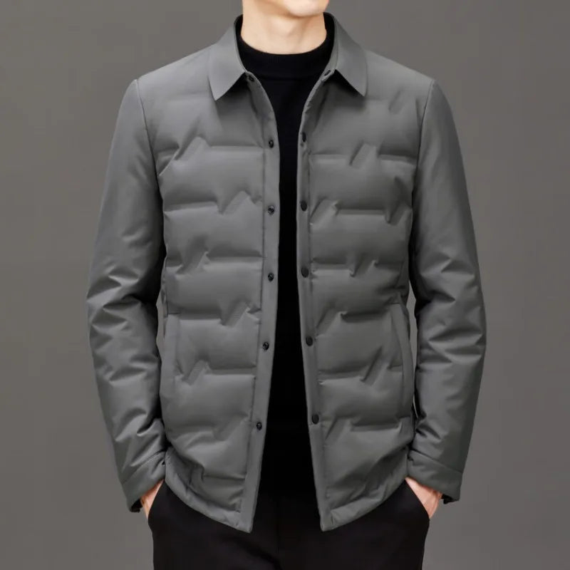 Man Light Weight Down Coats Casual Slim Fit Warm Winter Business Dress Shirts No Hoodies Jackets Simple Fashion Outwear Clothing