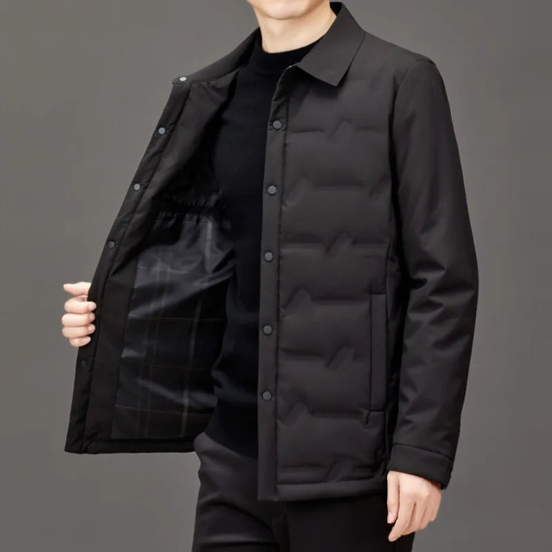 Man Light Weight Down Coats Casual Slim Fit Warm Winter Business Dress Shirts No Hoodies Jackets Simple Fashion Outwear Clothing
