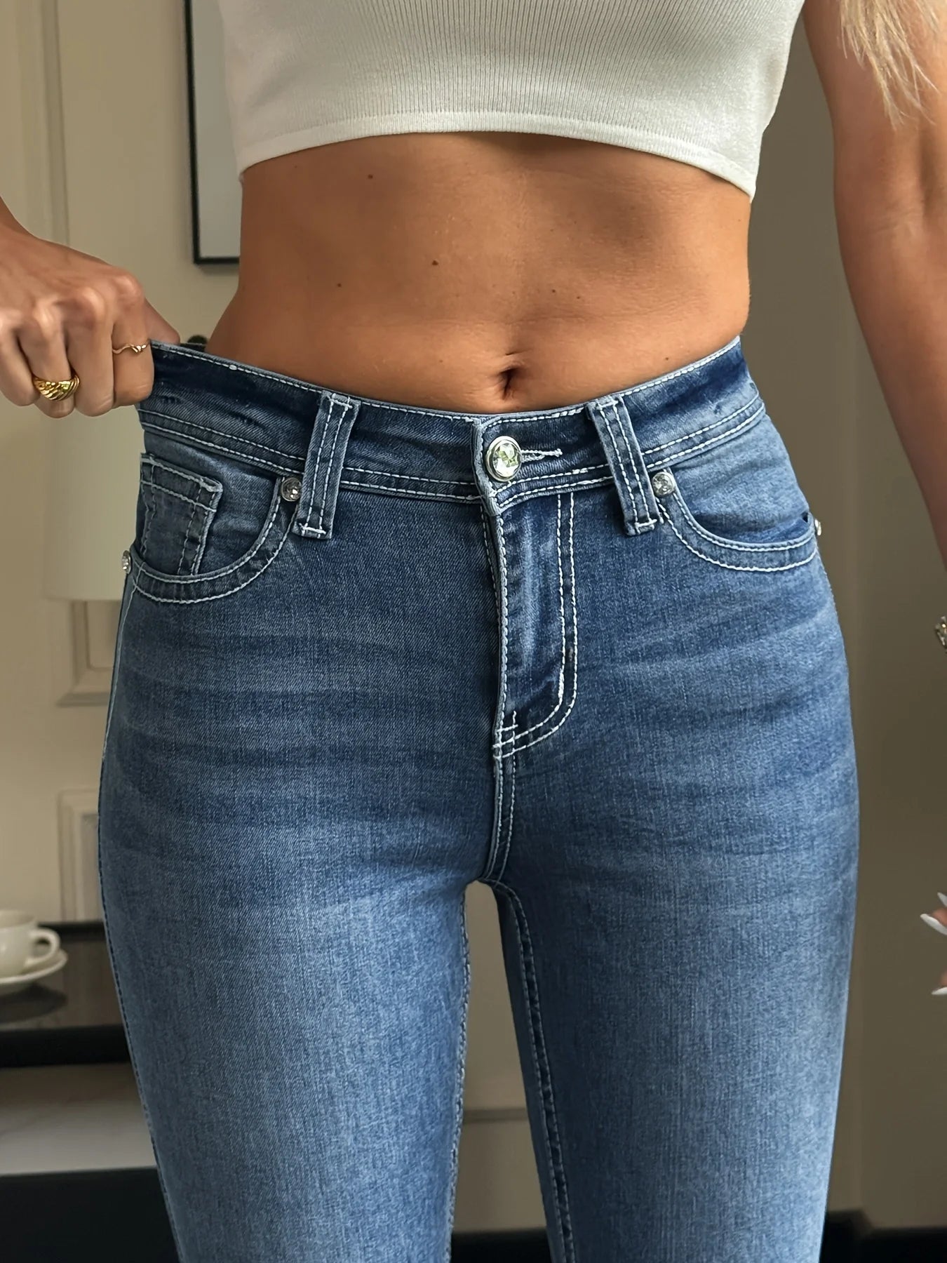 Miss Retro Flare Jeans Plus Size Women Distressed Raw Hem Denim Pants Y2K Style Trendy Outfit