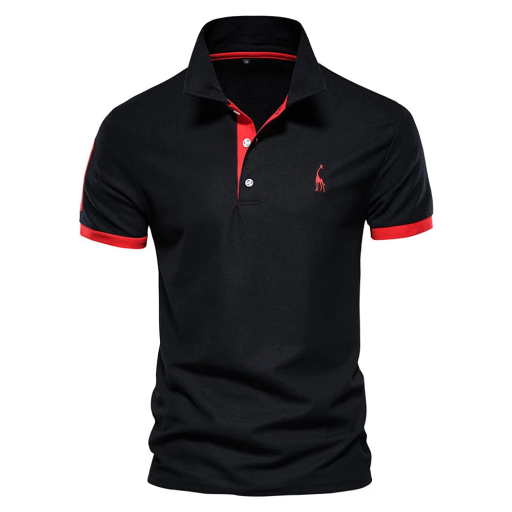 Dropshipping Polo Giraffe Shirt Men Quality Embroidery Summer Short Sleeve Polo Casual Business Social Mens Polos BR Size