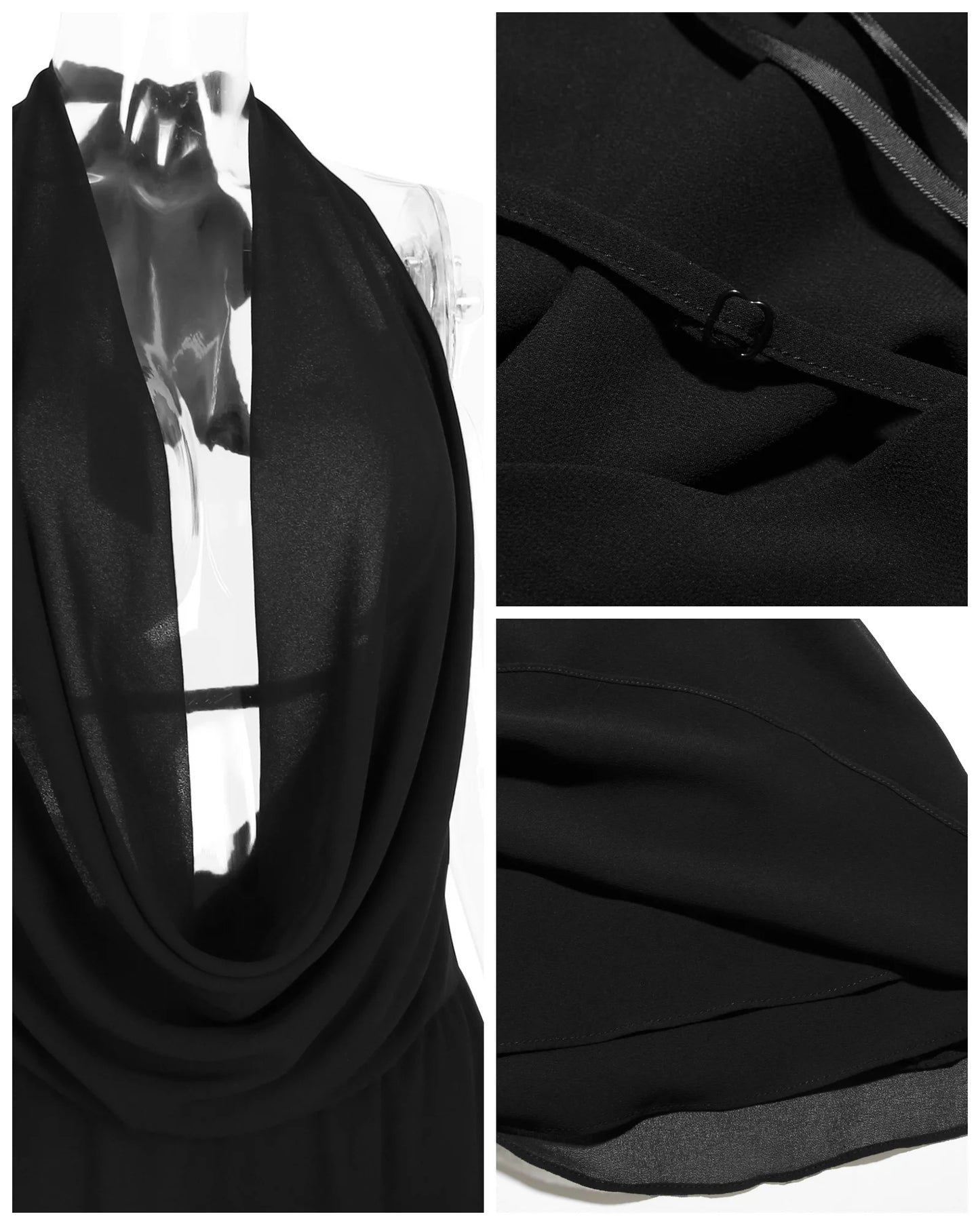 LUCYSHIHATTU Women Sexy Slim Fit Low Cut Mini Dress Y2K Backless Halter Deep V Neck Mesh Short Dress Elegant Evening Vestidos