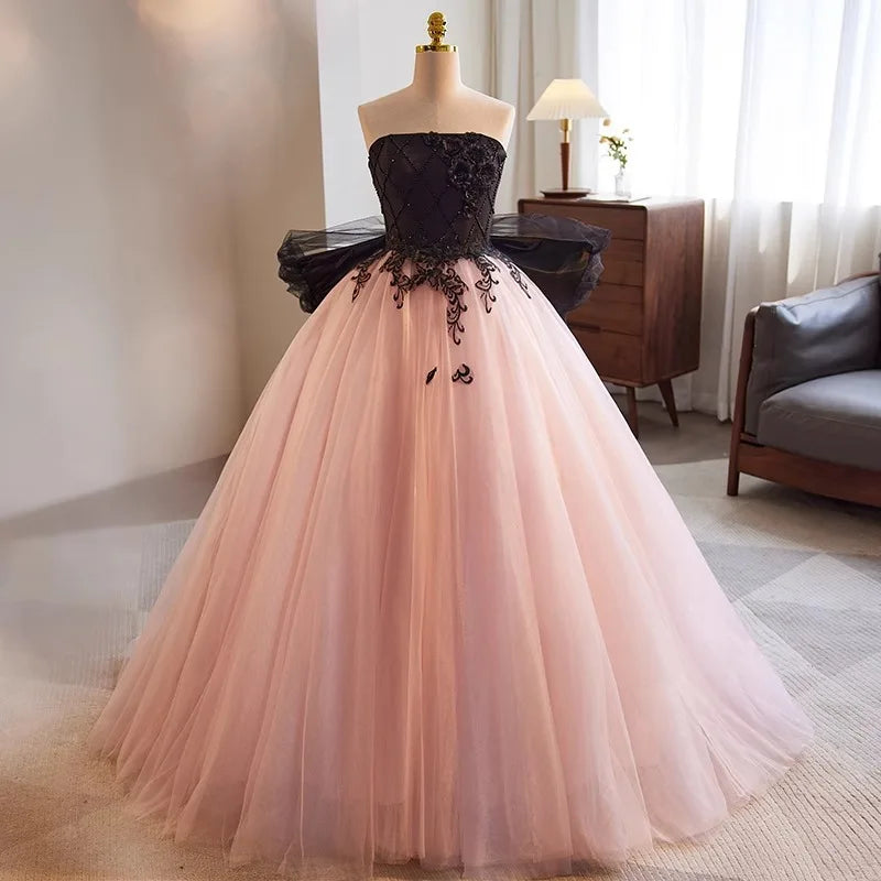 European and American Strapless 2026 Spring/Summer New Evening Dress, Women's Banquet Wedding Dress, Fairy Elegant Puff Skirt
