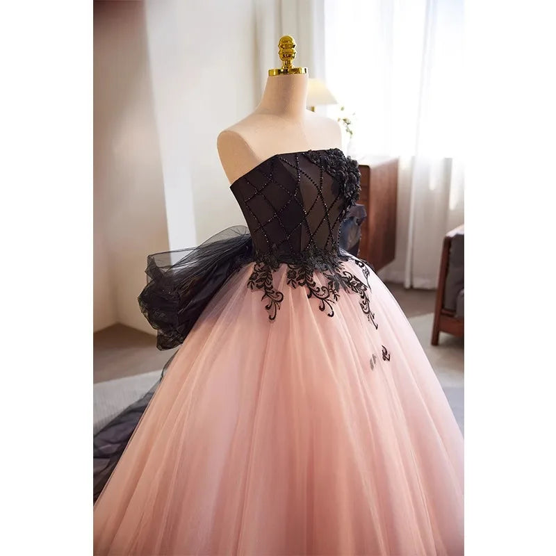 European and American Strapless 2026 Spring/Summer New Evening Dress, Women's Banquet Wedding Dress, Fairy Elegant Puff Skirt