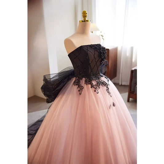European and American Strapless 2026 Spring/Summer New Evening Dress, Women's Banquet Wedding Dress, Fairy Elegant Puff Skirt