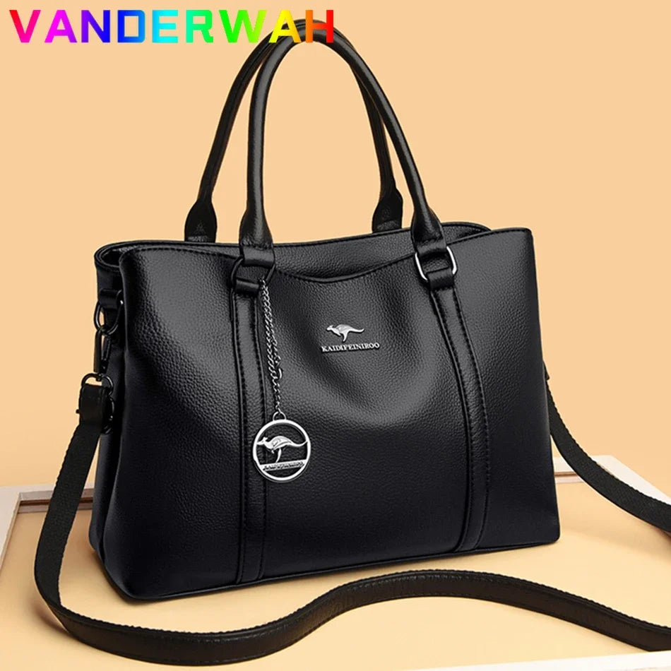 Women's Crossbody Bag Soft Leather Handbag for Women Quality Shoulder Bag Luxury Ladies Large Capacity Casual Tote Sac A Main